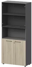 Офисный шкаф высокий полузакрытый с стеклом